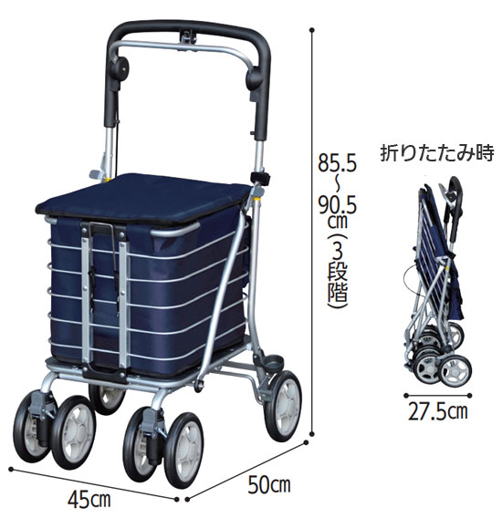 アルミワゴン MS 買い物かごのせできるアルミカートのサイズ