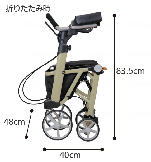 前腕支持歩行車 シトレア WAW23の寸法図