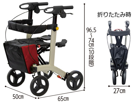 安寿　歩行車リトルターンⅡ KMの寸法図