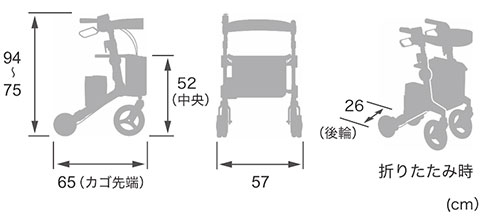 ロボットアシストウォーカーRT.3の寸法図