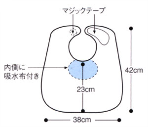 食事用ネックケアエプロンミニ　寸法図