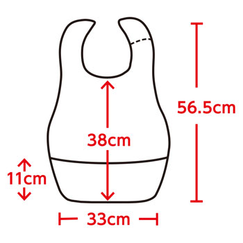 ポケット付き食事用ミニエプロン 2色×2枚セット（計4枚） 38957
のサイズ