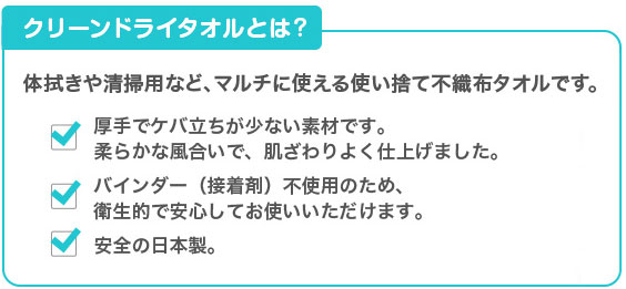 クリーンドライタオル　BOXタイプの説明