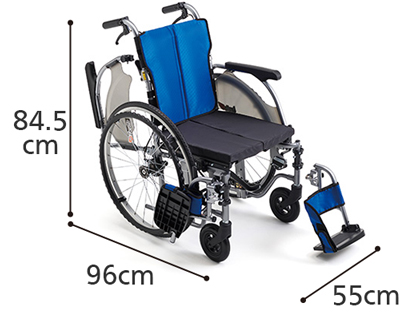 ミキ 在宅向き超軽量コンパクト自走型車椅子 CRT-3-CZ モジュールタイプ ウイング・スイングアウトのサイズ