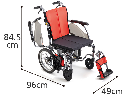 ミキ 在宅向き超軽量コンパクト自走型車椅子 CRT-3-CZ モジュールタイプ ウイング・スイングアウトのサイズ