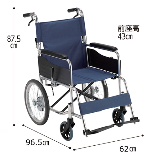 【非課税】ノーパンクタイヤ 介助式車いすRW-30 背折れタイプ エコノミーシリーズの寸法図