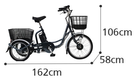 電動アシスト三輪自転車 E-Partonの寸法図