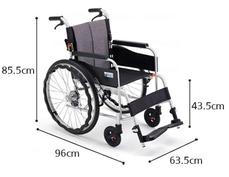 サニタリー車椅子 JTN-1 自走用車椅子 シートが交換できるの説明のサイズ