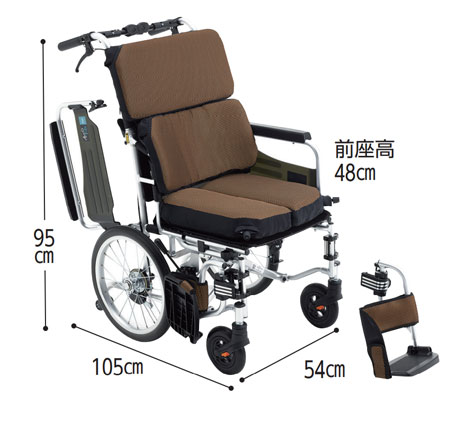 介助用車椅子 エアフィッツ・スタンダード16 AFS-16の説明のサイズ