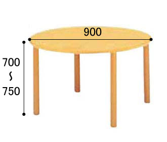 介護・福祉施設向け 高さ調節用ハイアジャスター付テーブル HJタイプ　丸型90 HJ-900Rの説明