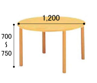 介護・福祉施設向け 高さ調節用ハイアジャスター付テーブル HJタイプ　丸型1200 HJ-1200Rの説明
