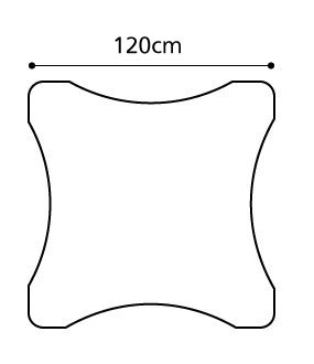 介護・福祉施設向け 高さ調節用ハイアジャスター付テーブルHJタイプ変形型120×120 HJ-1212Q