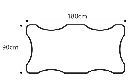 介護・福祉施設向け 高さ調節用ハイアジャスター付テーブルHJタイプ変形型180×60 HJ-1860Q
