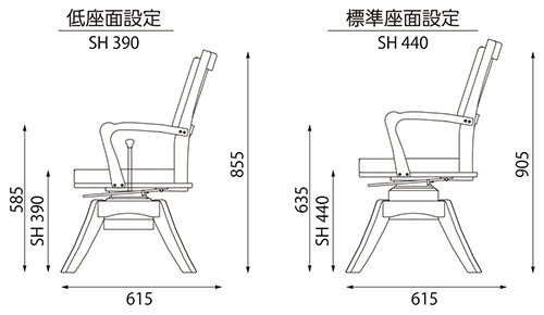 ピタットチェアFit　 PT-FT23　低座面/標準　 組立済みのカラー（色）