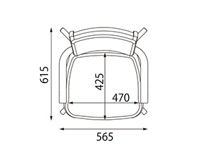 ピタットチェアFit　 PT-FT23　低座面/標準　 組立済みの寸法図