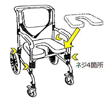 コンフォートシャワーキャリアー 可動式ひじ掛付き HT6130 ブルー シャワーキャリー・水廻り用車椅子の説明