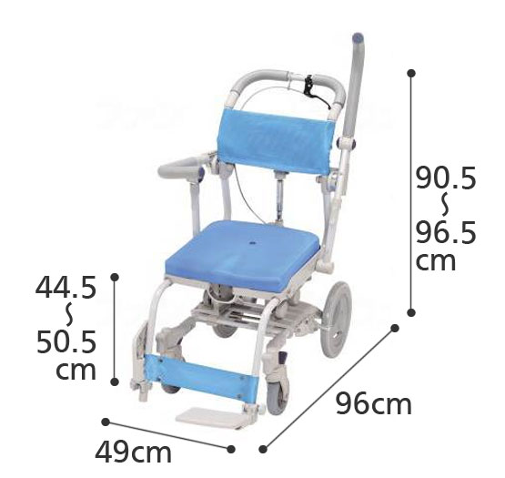 ウウチエ シャワーキャリー 楽チル セーフティロック 穴無し座面の寸法図