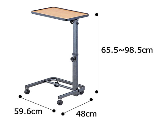 折りたたみテーブル 車いす用 HP1072 テーブル角度調節可能の寸法図