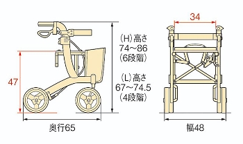 安寿 リトルターン ハイタイプ／ロータイプ 小回りのきく歩行車