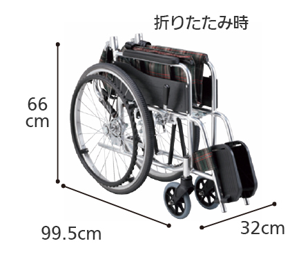 【非課税】標準 自走式車いす KS50M 背折れタイプ マキテック ノーパンクタイヤ 幅40cmの説明