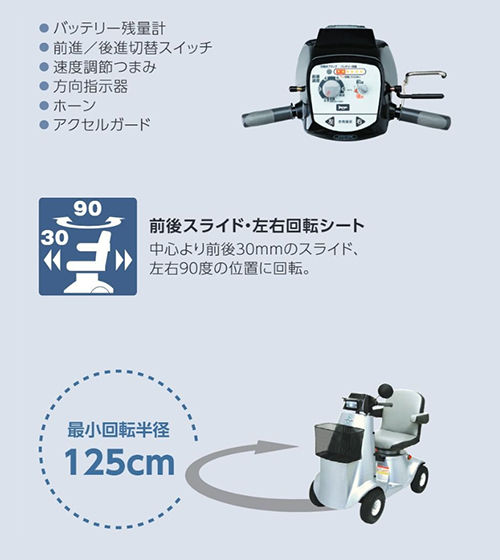 電動カート ロマンス ゴールド KE43 (コンパクト･軽量タイプ) 特長