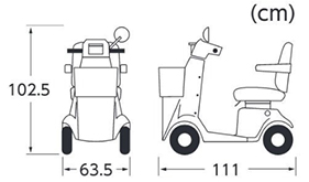 電動カート ロマンス ゴールド KE43 (コンパクト･軽量タイプ) サイズ